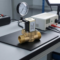 Male Threaded Water Inlet Solenoid Valve Black Coil Inline Solenoid Valve Brass Fluid Control Equipment Mounting Plate