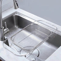 Kitchen Sink Strainer and Extendable Draining Basket, Stainless Steel Mesh Vegetable Colander and Fruit Strainer, Space Saving Kitchen Sizes