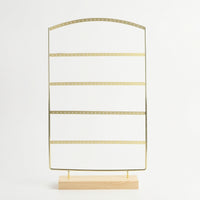 4-Tier Earring Display Stand Minimalist Earring Holder Organized Jewelry Display Rack with Wood Base Space-Saving for Boutiques, Dresser