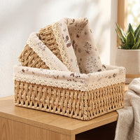 Plant Pots Indoor and Plant Pots Outdoor Set of 3, Hand Woven Seagrass Storage Basket for Living Room Decor, Wicker Planter with Waterproof Liner