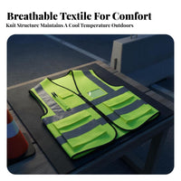 Breathable Reflective Safety Vest Lightweight High Visibility Vest Safety Apparel Long-Lasting for Workers, Security Personnel, Roadside, Nighttime, Warehouses, Outdoor Activities