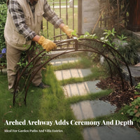 Weather-Resistant Wrought Iron Garden Arch Rust-Proof Metal Garden Arch Decorative Scrollwork Climbing Plant Archway Easy Assembly for Villa Owners, Landscapers, Event Planners, Patio, Backyard, Yard