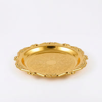 Ornate Tray with Scalloped Rim Embossed Trinket Dish Decorative Jewelry Tray Reflective for Vanity