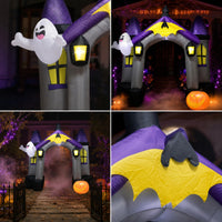 Halloween Haunted House Archway Outdoor Inflatable Arch with Ghost Illuminated Inflatable Arch Giant for Families