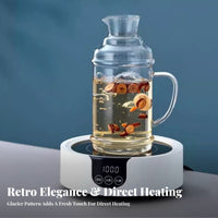 Hot and Cold Use Glass Pitcher with Cup Lid Heat Resistant Glass Carafe with Tumbler Lid Large Capacity for Guests, Homeowners, Home, Office