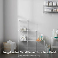 Large Capacity Metal Grid Storage Rack Easy Assembly Wire Cube Storage Shelf Sturdy and Long-Lasting for Students, Bedroom, Living Room