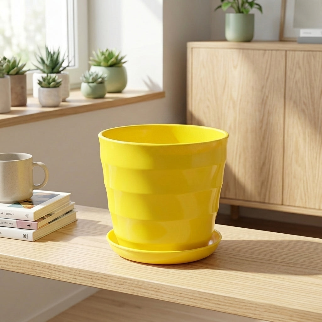 Flower Pots Indoor with Tray, Large Resin Plant Pots for Indoor Plants, Simple Style Flower Pot with Tray, Home Decor Not Easy to Deform