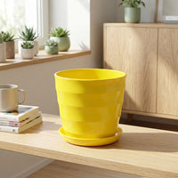 Flower Pots Indoor with Tray, Large Resin Plant Pots for Indoor Plants, Simple Style Flower Pot with Tray, Home Decor Not Easy to Deform