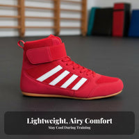 Kids Boxing Shoes Shock-Absorbing High-Top Wrestling Shoes Ankle Support Young Fighting Training Sneakers for Girls, Beginners, Competition, Gym, Mat