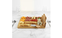 6 Pieces Bamboo Cheese Board and Knife Set Easy to Clean Stain Resistant Meat and Cheese Board Platter with Cutlery