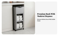 Kitchen Trash Can with Shelves Sliding Lid Rolling Storage Cart with Trash Bin Mobile Garbage Can Trolley High Capacity