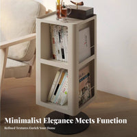 Space-Saving Rotating Storage Table Magazine Holder Rotating Cube End Table Multi-Functional Design Living Room Furniture Modern Minimalist Design for Apartment Dwellers, Book Lovers, Homeowners, Bedroom, Next to Sofa, Small Areas, Reading Nook