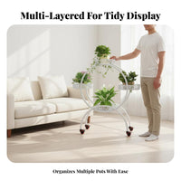Heavy Duty Multi-Tier Flower Rack High Capacity Rolling Plant Stand Easy Assembly Multi-Tier Plant Stand for Living Room, Balcony, Indoor, Corner