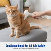 Cat Hair Thinning Comb, Dual-Use Cat Grooming Brush, Shedding Removal Tool for Long Hair, Compact, Home Cleaning