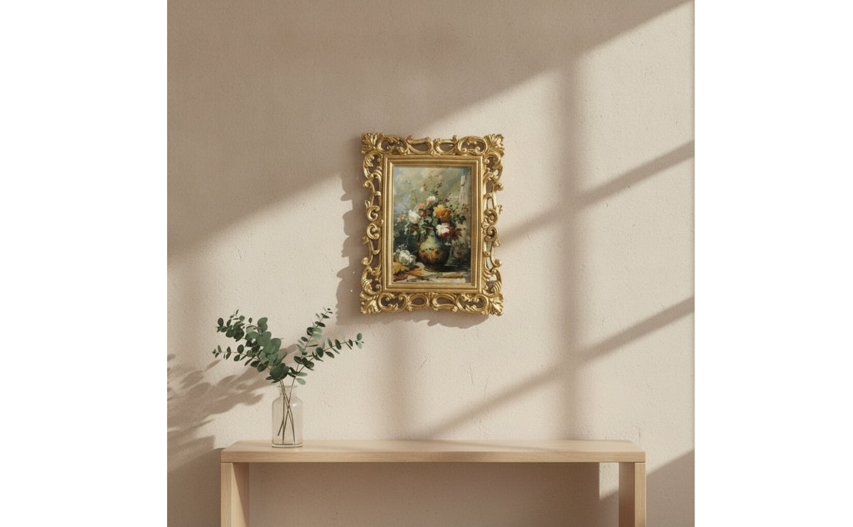 Gold Baroque Picture Frame Vintage Resin Picture Frame Antique Style Decor Carved for Tabletop, Gallery Wall