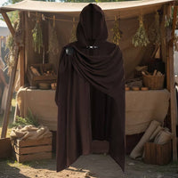 Long Hooded Cloak Asymmetrical Cloak with Hood Draped Cape with Hood Textured for Cosplayers, Actors, Cosplay, Halloween, Theater, Photoshoots