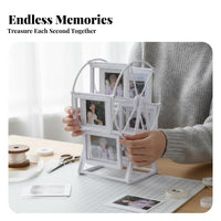 Amusement Wheel Photo Frame 360° Rotatable Amusement Wheel Picture Frame Creative Design Desktop Photo Rotating Display for Kids, Families