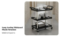 Long-Lasting PP Material Rolling Food Service Trolley Silent Universal Wheels Plastic Food Service Cart Easy to Clean 3 Tier Plastic Utility Cart Raised Lip S for Hotel Employees, Warehouse Workers, Kitchen, Banquet Hall, Cafeteria, School