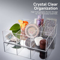Clear Acrylic Drawer Organizer with Dividers, Compartment Tray, Make Up Organiser Storage, Divided for