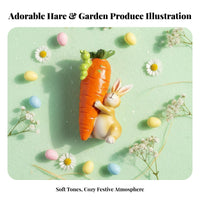 Hare with Carrot Ornament Ideal Gift Easter Bunny Figurine Hand-Finished Easter Bunny Statue for Kids, Party, Desktop, Bookshelf