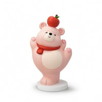 Bear Ornament with Apple Tabletop Bear Figurine Whimsical for Desk, Teens