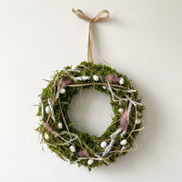Easter Door Wreath Farmhouse Festive Decor Floral Wreath Round Foliage Circlet for Home, Crafters, Garden, Holiday Parties