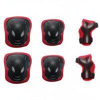 6 Pieces Adjustable Straps Knee Elbow Wrist Guard Set Shock Absorbing 6 Piece Safety Gear Set Breathable Mesh Material Sports Safety Equipment Wear Resistant for Beginners, Scootering