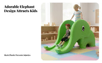 Bright Colors Elephant Slide Easy to Assemble Plastic Creature Slide Non-Slip Design Indoor Plastic Playground Safety Certified for Children, Toddlers, Preschoolers, Kindergarten, Outdoor, Backyard, Playroom
