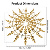 Rustic Iron Wind Sculpture, 92cm Tall Metal Wind Whirligig for Garden Beds, Powder Coated Rust-Resistant Ground Mount