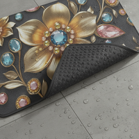 Floral Diatomaceous Earth Bath Mat Quick Dry Non-Slip Absorbent Bathroom Floor Mat