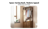 Space-Saving Self-Standingstanding Wardrobe with Shelves Multi-Functional Self-Standingstanding Wardrobe with Cabinet Multifunctional Design Clothing Rack Heavy-Duty for Students, Homeowners, Renters, Dorm Room, Entryway