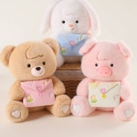 Creature Character Stuffed Heart and Flower Details Stuffed Stuffed Toy Plaything Front Pocket Rounded Body