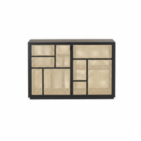 Rattan Door Cabinet Nordic and Design Rattan Door Cupboard Sturdy Wood Frame Ample Storage for Teahouse Managers