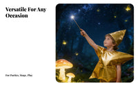 Glittery Material Star Costume Pull-on Style Shiny Star Outfit Velcro Closure Pointed Hat Set Finished Edges for Children, Kids, Party Dress-up, Stage Performance