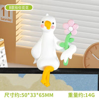 Cute White Goose Computer Screen Decoration and Charger Cable Holder