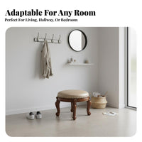 Entire Wood Round Wooden Stool timeless design Round Four-Legged Stool Multi-Functional Small Seat space-saving Size for Children, Adults, Homeowners, Living Room, Entryway, Bedroom, Balcony