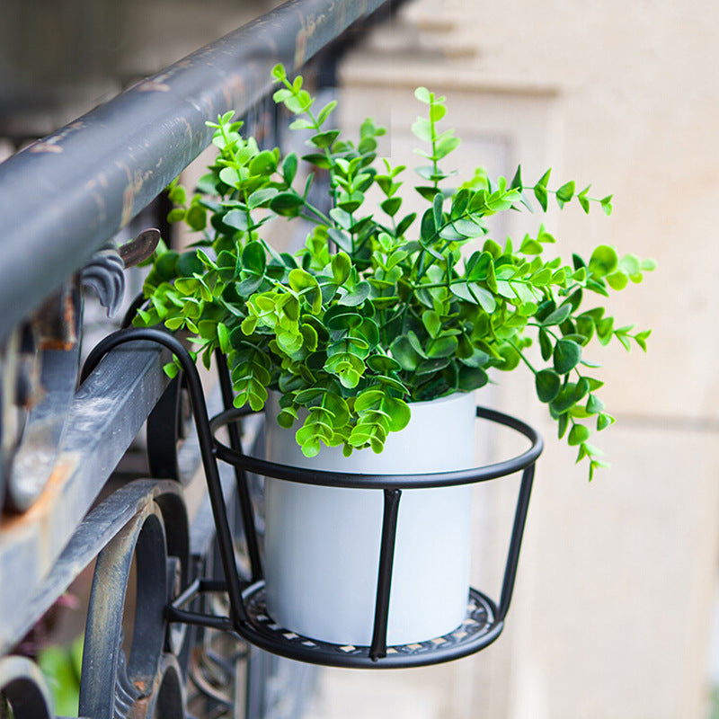 European Style Wrought Iron Hanging Railing Planter for Balcony & Windowsill