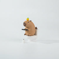 Capybara Toy with Toilet Novelty Desktop Ornament Sticking for Office, Coworkers