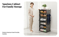 Multi-Layer Shoe Rack with Doors Dustproof Modular Shoe Organizer Large Capacity Stackable Storage Cubes for Renters, Parents, Entryway, Closet