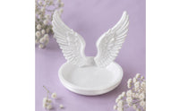 Glossy Angel Wing Jewelry Tray Polished Molded Angel Wing Jewelry Dish Solid Look Winged Band Holder Multipurpose