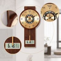 Decorative Wall Clock with Deer Antlers Classic Wooden Pendulum Wall Clock Vertical Vintage for Living Room, Entryway