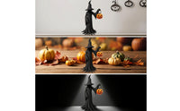 Witch Statue with Pumpkin Halloween Witch Figurine Desktop Ornament Tabletop Decorations Spooky for Mantel, Shelf