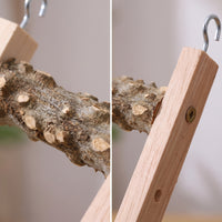 Natural Wood Bird Ladder Straight Bird Cage Ladder Hanging Textured for Small Birds, Parrots, Play Area