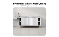 Easy to Clean Stainless Steel Work Table Rust-Proof Stainless Steel Work Table with Cabinet Oil-Resistant Commercial Food Prep Station Waterproof for Restaurant Owners, Home Cooks, Cafeteria, Bakery, Workshop, Garage