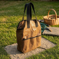 Garden Tool Bag Multiple Pockets Waxed Canvas Tool Bag Rectangular for Gardeners