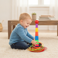 Kids Ring Toss Game Set for Indoor Outdoor Family Fun, Educational Toy for Preschoolers and Parties