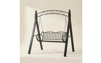 Swing Bench with Arch-Supported Base Freestanding Outdoor Swing Bench Metal Furniture for Couples, Homeowners, Garden, Backyard, Balcony