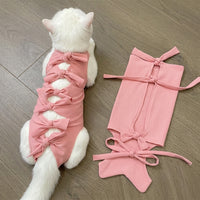 Post Surgery Cat Suit with High Neck, Cartoon Post-Operative Cat Wear, Snap Buttons Recovery and Weaning Suit, Anti-Licking Animal Guard