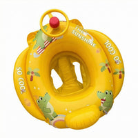 Seated Swim Float with Seat Backrest Baby Swim Seat Raised Front Cushion Baby Swimming Buoyant Device Cartoon-Style
