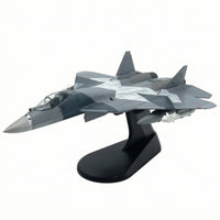 1:100 Scale SU-57 Fighter Jet Model Fighter Jet Model with Stand Assembled Detailed for Aviation Enthusiasts, Office